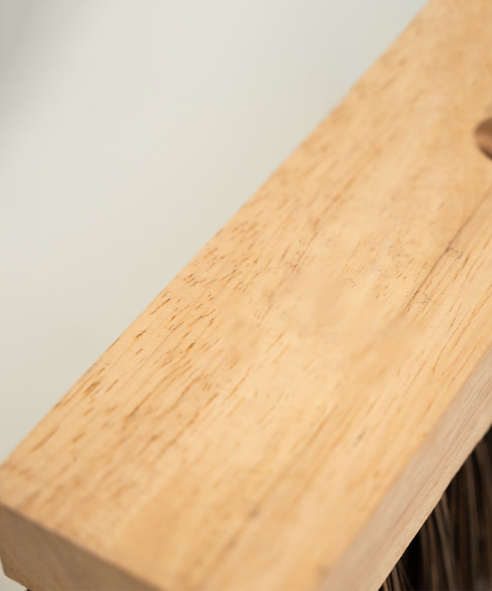 Traditional Wooden Flat Top Broom With Handle - Stiff